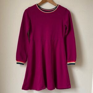 Hanna Andersson Girls Magenta Dress with Striped Rainbow Trim Size 12 (150 cm)